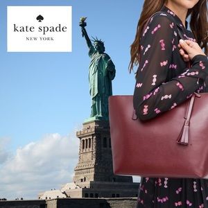 KATE SPADE Smooth Leather Cherrywood Large BAG in a fall color- black cherry NWT